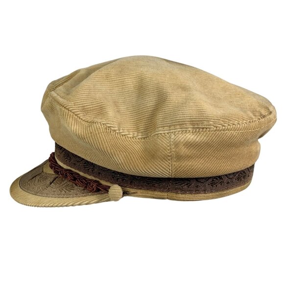 Vtg Aegean Greek Fisherman Cap Tan/Brown Cotton Corduroy Hat Silk Inlay One Size - Picture 5 of 10